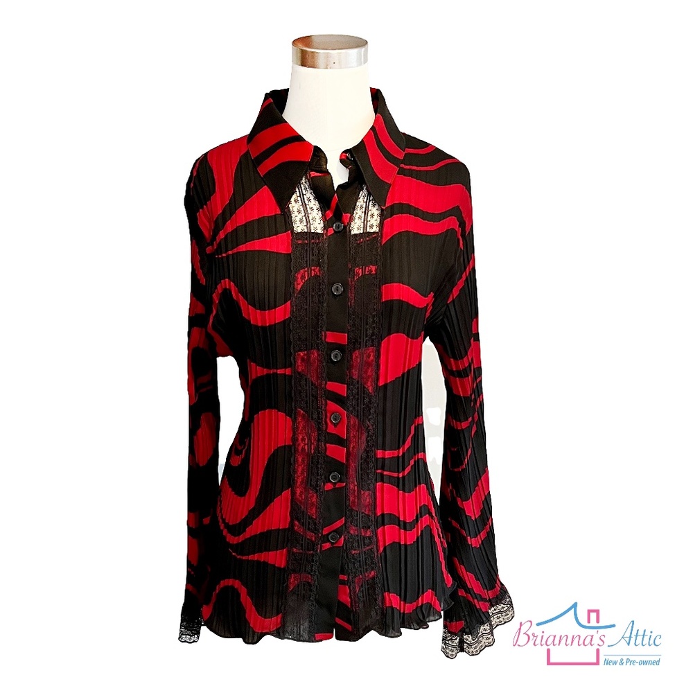 Jennifer Lloyd women's Shirt long sleeve Crinkle Plead Button down Size 1X